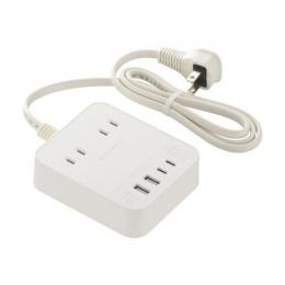 オーム電機 電源タップ(1m 2個口) HS-T21U4W25