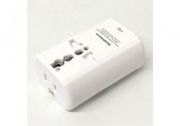 カシムラ 海外用変換プラグ(2口/USB2.1 Aポート付き) TI-165