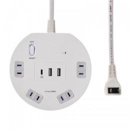 ELPA 丸型スイッチ付きタップ 4個口 WLS-RR4322BUCW