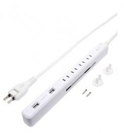 ナカバヤシ 耐雷スリム回転USBタップ(2m) OAT-K24U4P20 ホワイト