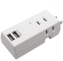 ナカバヤシ 耐雷USBタップ OAT-24U3P ホワイト