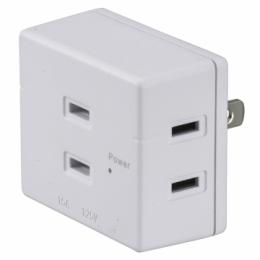 オーム電機 発煙ガードトリプルタップ HS-TM3HH3-W